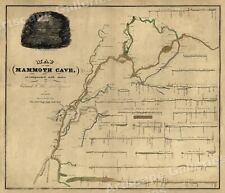 1830s Mammoth Cave Kentucky Vintage Cave System Map - 16x20 picture