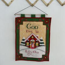 Completed Vintage Bucilla Felt Sequin Christmas Hanging God Bless Us Everyone picture
