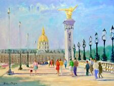 16 X 20 Artist Nino Pippa Original Oil Painting Paris Pont Alexandre III COA picture