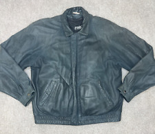 VINTAGE Fidelity Leather Jacket Mens Size 40 Large Black Lined Insulated Biker picture