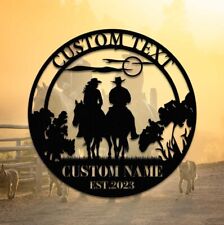 Custom Western Cowboy Cowgirl Wall art, Western Riding Cowboy Metal Sign picture