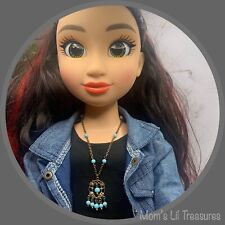 18 Inch Fashion Doll Jewelry • Turquoise Bead Dangle Pendant Doll Necklace picture