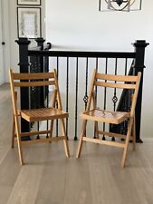 Pair of Vintage Mid-Century ROMANIAN Wooden Slatted Folding Trieste Chairs picture