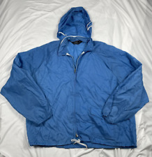 Vintage Sears Jacket Adult Size XL Blue 100% Nylon Windbreaker Hood Mens picture