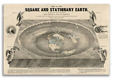 1893 Map of a Square and Stationary Earth - Vintage Flat Earth Map  - 16x24 picture