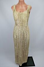 VTG 60s 70s Sequin GOLD Hollywood Glam Open Back Dress Evening Party Gatsby S/M picture