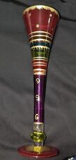 Bohemian Multicolor Hand Painted Fluted Champagne Glass From Pier 1 EUC picture