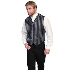 Scully Men's Old Time Pinstripe Black & White Vest RW169-BLK picture