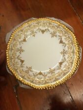 Vtg Copeland China Set of 4 Lunch Plates Fluted Gilded Ruffled Gold Trim Edges picture
