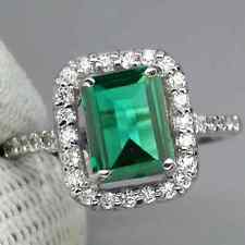 1.85 Carat Natural Zambian Emerald IGI Certified Diamond Ring In 14KT White Gold picture