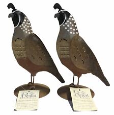 2 Pack Regal Art & Gift Quail Decor Male Metal Statue 8” Tall (S8) picture