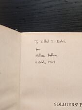 WILLIAM FAULKNER Soldier's Pay Signed First Edition, 2nd Printing 1926 Inscribed picture