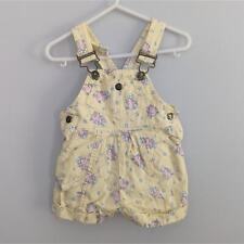 Vintage Baby Girls Hush Puppies Dinosaur Egg Pastel Yellow Overalls 12 Months picture
