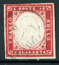Italy 1863 Sardinia 40¢ Red Scott #13v Frame Double VFU O942 ⭐⭐⭐⭐⭐ picture