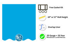 SmartLine Plain Blue Swimming Pool Overlap Liner 30 Gauge - (Various Sizes) picture