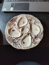 Antique Weimar Germany Oyster Plate Gold Seaweed Coral Kelp Shells Decoration picture