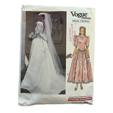 Vogue 1983 Bridal Sewing Pattern 1980s Basque Waist Wedding Dress Size 8 UNCUT picture