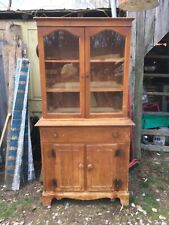 Vintage Mid Century Solid Wood  China Cabinet Hutch Kitchen Cabinet Hoosier Type picture