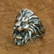 925 Sterling Silver King of Lion Ring Mens Biker Rock Punk Ring TA191A US 7~15 picture