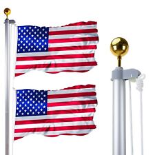 20FT Sectional Flag Pole Kit, Heavy Duty Aluminum Flagpole Set Outdoor In Ground picture