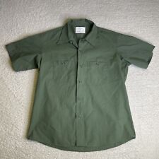 Vintage Sears Work Shirt Mens Large Button Up Short Sleeve Green Perma Prest 70s picture