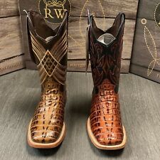MEN'S RODEO COWBOY ALLIGATOR TAIL PRINT WESTERN SQUARE TOE BOOTS MEXICO PRODUCT picture