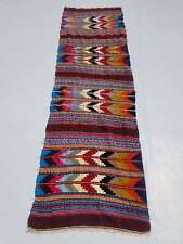 Fine Vintage Traditional Hand Made Oriental Wool Multicolor Kilim 235x67cm picture