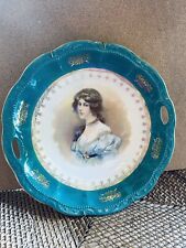 Antique Portrait Porcelain Bowl With Hanger 10.25” picture
