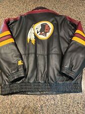Washington Redskins NFL black leather jacket Vintage LOGO Mens 2XL GREAT COND. picture