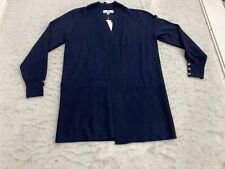 NEW Magaschoni Cardigan Sweater Womens L Large Dark Blue Button Accent Nylon picture