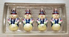 4 Patriotic Snowman 2001 Blown Glass Christmas Ornament Dept 56 I Love USA 4.5