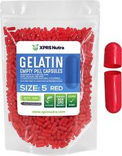 Size 5 Red Empty Gelatin Pill Capsules Kosher Gel Caps Gluten-Free USA Made  picture