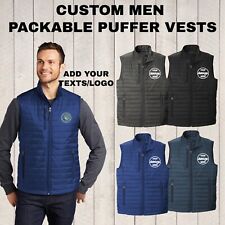 Ink Stitch Design Your Own Custom Logo Texts Stitching Men Puffer Vests picture