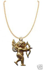 Vintage Celestial CUPID CHERUB ANGEL BOW w- ARROW PENDANT NECKLACE Charm Jewelry picture