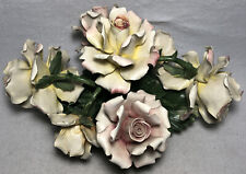 11” x 6.5” Vtg Capodimonte Visconti Mollica Pastel Flowers Centerpiece Sculpture picture