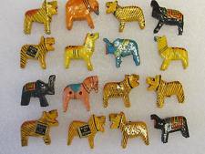16 VTG BEADS ANIMAL 3-D INDIA WOOD HAND PAINTED JEWELRY FINDINGS LOT CRAFTS NOS picture