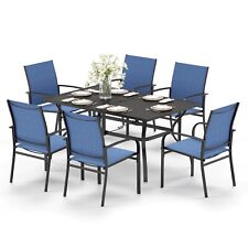 7 Piece Patio Dining Furniture Set Outdoor Table Chairs Set Textilene Chairs Set picture