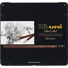Mitsubishi Pencil Hi-uni Art set 22 pieces HUAS 10H - 10B The Highest Grade F/S picture