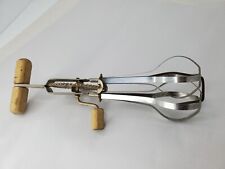 Antique Egg Beater Hand Mixer Wood Handle Crank Stainless Steel picture