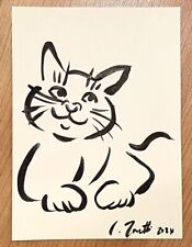 CHRIS ZANETTI Original Ink Drawing CAT Kitten Animal Minimalist Art 8