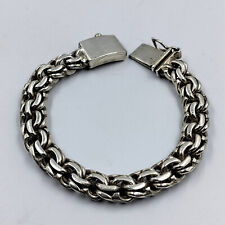 Stunning Solid 935 Argentium Silver Double Circle Link Men's Bracelet ( 8. In) picture