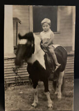 Vintage 1950s Unhappy Little Mack Moseley On Blurry Horse Shetland Pony Photo picture
