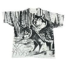 Vintage Wolf AOP Nature Outdoor Wolves Mens Medium Single Stitch White T-Shirt picture