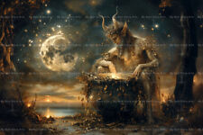 SATYR DRUID ART PRINT, Witchy Faun Decor, Mythology God Pan Poster D348 picture