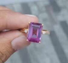 6.25 Ct Alexandrite 925 Sterling Silver Ring Emerald Cut Ring For Woman Gift her picture