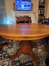 Vintage 1984 Round Oak Mission Style Dining Table  picture