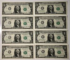 (8) 2021 Sequential One Dollar Bill Uncirculated $1 *Star Notes 500K Sheet Run picture