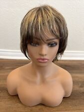 Louis Ferre Original Wig S/M Length Blonde/Light Brown Highlights Straight+Bangs picture