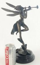 BEAUTIFUL FRENCH FIGURAL BRONZE OF FAIRY GIRL NYMPH SIGNED BY VITALEH SCULPTURE picture