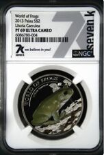 7k Metals 2013 Palau $2 Silver Coin  NGC PF69 UC World of Frogs Litoria Caerulea picture